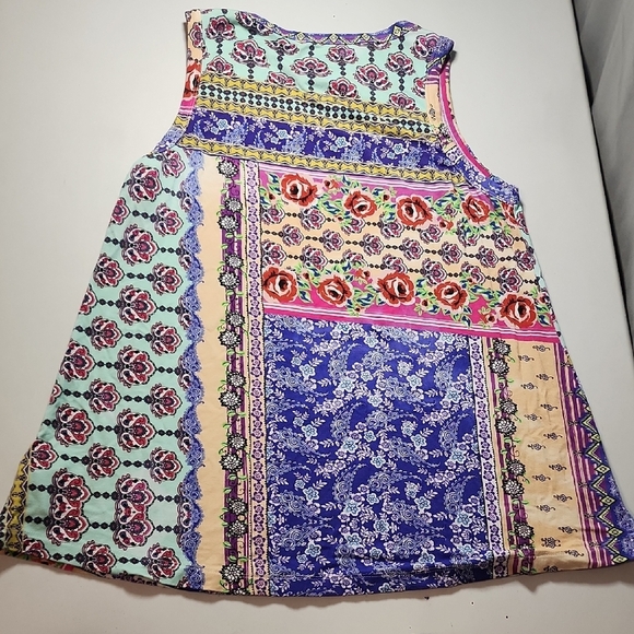 Johnny Was Like NEW Multicolor Floral Patchwork Tank Top XXS - Picture 7 of 9